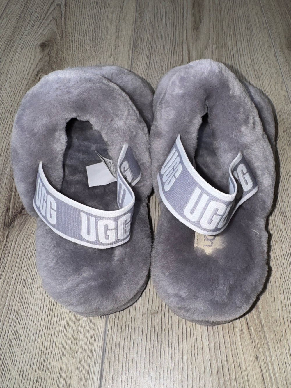 UGG Australia oh yeah fluff grey gray slippers sandals shoes - Picture 3 of 5